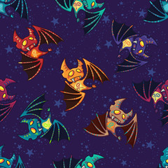 Obraz na płótnie Canvas Cute hand drawn tribal bat pattern for Happy Halloween