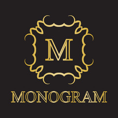 Simple and graceful monogram template,  Design elements. Vector illustration.