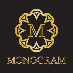 Vintage monogram frame template. Design elements. Vector illustration.