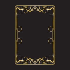 Vintage frame retro decoration corner template design.Gold photo frame with corner line floral for picture, Vector design decoration frame pattern style. Floral border template illustration