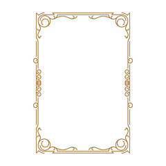 Vintage frame retro decoration corner template design.Gold photo frame with corner line floral for picture, Vector design decoration frame pattern style. Floral border template illustration