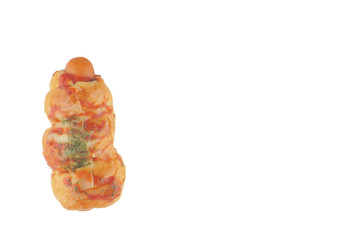 bread with sausage on white background