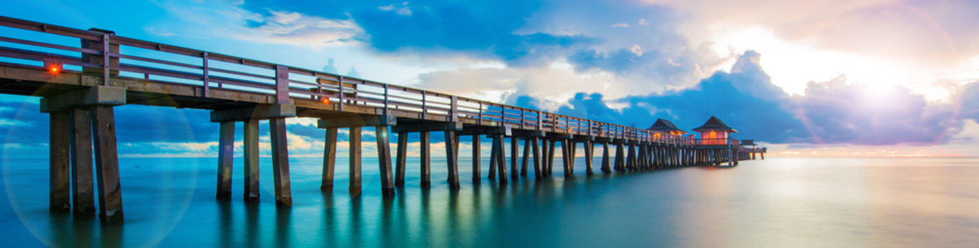 Sunset panorama on the pier, Florida