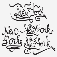 New York typography Handmade Writing set. T-shirt lettering emblem collection, College T-shirt design print,  Typography Graphics, Vector art