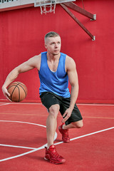 man on the street plays basketball