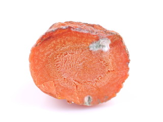 slice of dried carrots on white background