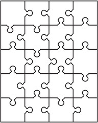 Illustration of separate parts of white puzzle