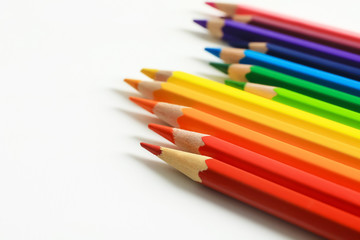 Fototapeta premium Colorful pencils on white background