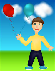 Angry boy with balloons