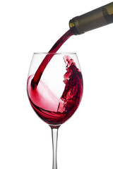 red wine poured into a glass