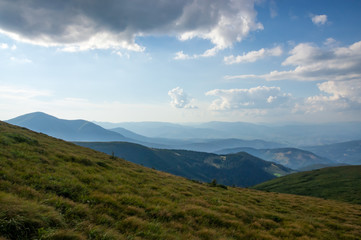 Obraz na płótnie Canvas Distant blue Carpathian mountains