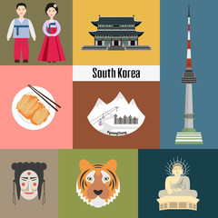 Fototapeta na wymiar Set of Korean national symbols.