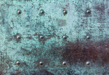 heavy metal iron door texture with patina - obrazy, fototapety, plakaty