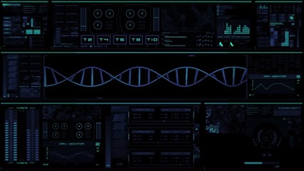 Glowing blue futuristic interface/Digital screen/Detailed abstract background. Blinking and switching indicators of command center computer,processing data, AI. - Powered by Adobe
