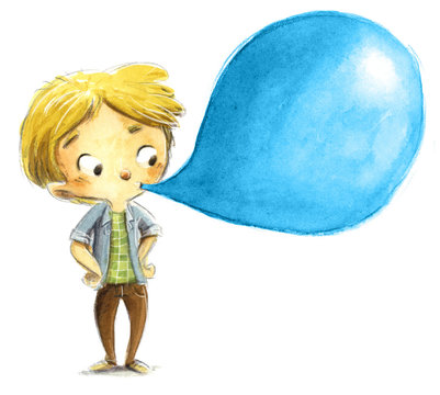 ni&ntilde;o comiendo chicle