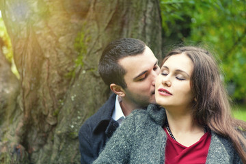 Fototapeta premium pretty kissing couple