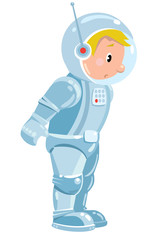 Funny boy cosmonaut or astronaut