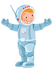 Funny boy cosmonaut or astronaut