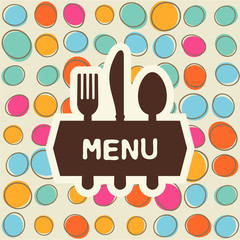 Fork, spoon and knife, tag for text. Flat design