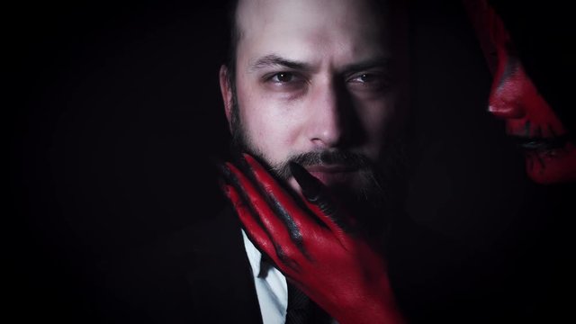 4k Horror Devil Kissing Businessman Face