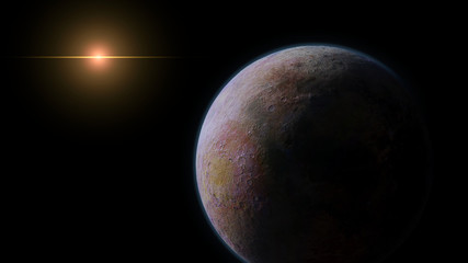 Fototapeta premium beautiful extraterrestrial planet orbiting a bright alien star