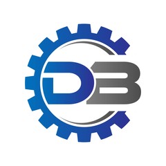 db initial logo vector with gear blue gray