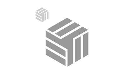Logo grey box cube 3d abstract business company