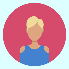 Female Avatar Profile Icon Round Woman Face Flat Vector Illustration