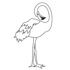 Vector Black and White Beautiful Elegant Flamingo