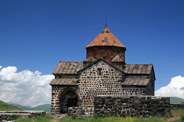 Fototapeta na wymiar Sevanavank - monastic complex located on peninsula of Lake Sevan, Armenia