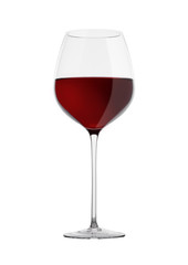 Glass of red wine isolated on white