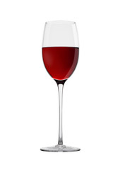 Glass of red wine isolated on white