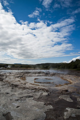 Typical Icelandic landscape, a wild nature of rocks and shrubs, rivers and lakes.