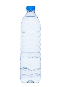 Bottle of healthy still mineral water on white