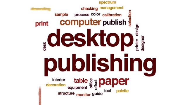 Desktop publishing animated word cloud, text design animation.