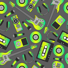 Seamless flutter pattern. Background of musical instruments