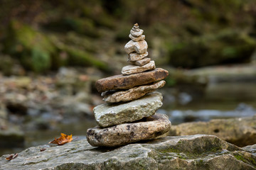 Balanced rocks in a creek bed.  
