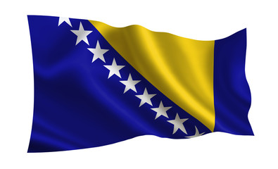 Bosnia and Herzegovina flag. A series of flags of the world.  (The country Bosnia and Herzegovina)  