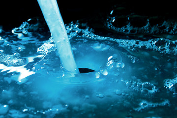 Water droplet /Water is a transparent and nearly colorless chemical substance that is the main constituent of Earth's streams, lakes, and oceans, and the fluids of most living