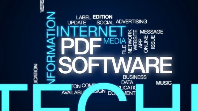 PDF software animated word cloud, text design animation.