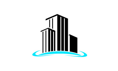 Building and wave logo