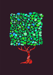 Green mosaic tree