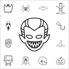Dracula Vampire Halloween Oultined Icon. Set of Halloween icons