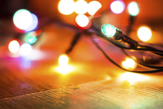 multicolored christmas lights garland