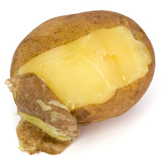 one boiled peeled potato isolated on white background cutout