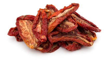 Dried tomatoes isolated on white background cutout