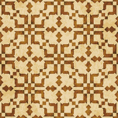 Retro brown watercolor texture grunge seamless background mosaic kaleidoscope geometry cross
