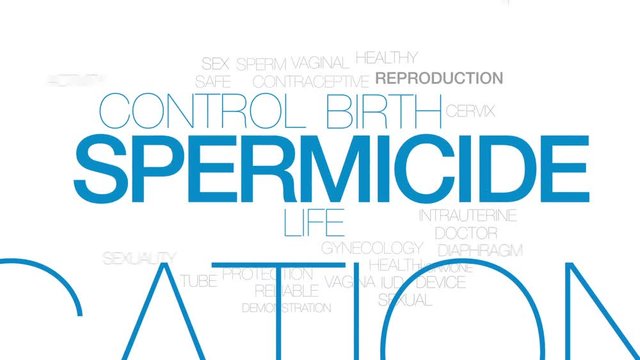 Spermicide animated word cloud, text design animation. Kinetic typography.