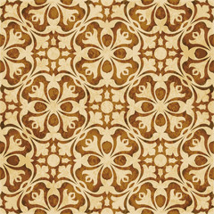 Retro brown watercolor texture grunge seamless background round geometry flower kaleidoscope