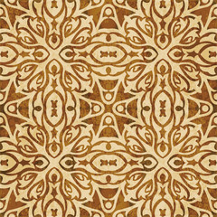 Retro brown watercolor texture grunge seamless background cross curve kaleidoscope